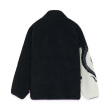 Carica l'immagine nel visualizzatore di Gallery, Octopus Side Sherpa Zip Neck Fleece a orsetto con zip Black