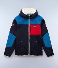 Carica l'immagine nel visualizzatore di Gallery, NAPAPIJRI Felpa in Pile con Cappuccio e Zip mod. Yupik cod. NA4GNS col. Multicolour MN4