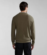 Carica l'immagine nel visualizzatore di Gallery, Napapijri Maglione leggero girocollo in misto lino Linen verde Lichen