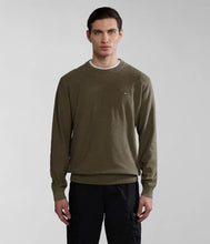 Carica l'immagine nel visualizzatore di Gallery, Napapijri Maglione leggero girocollo in misto lino Linen verde Lichen