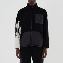 Carica l'immagine nel visualizzatore di Gallery, Octopus Side Sherpa Zip Neck Fleece a orsetto con zip Black