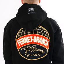 Carica l'immagine nel visualizzatore di Gallery, IUTER X FERNET BRANCA - COIN HOODIE - Embroidered BLACK Felpa uomo con cappuccio Nera - Limited Edition