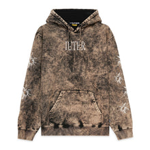 Carica l'immagine nel visualizzatore di Gallery, IUTER VALUE HOODIE - Screen Print BLACK Felpa Uomo con cappuccio tinta a mano con tecnica tradizionale marble