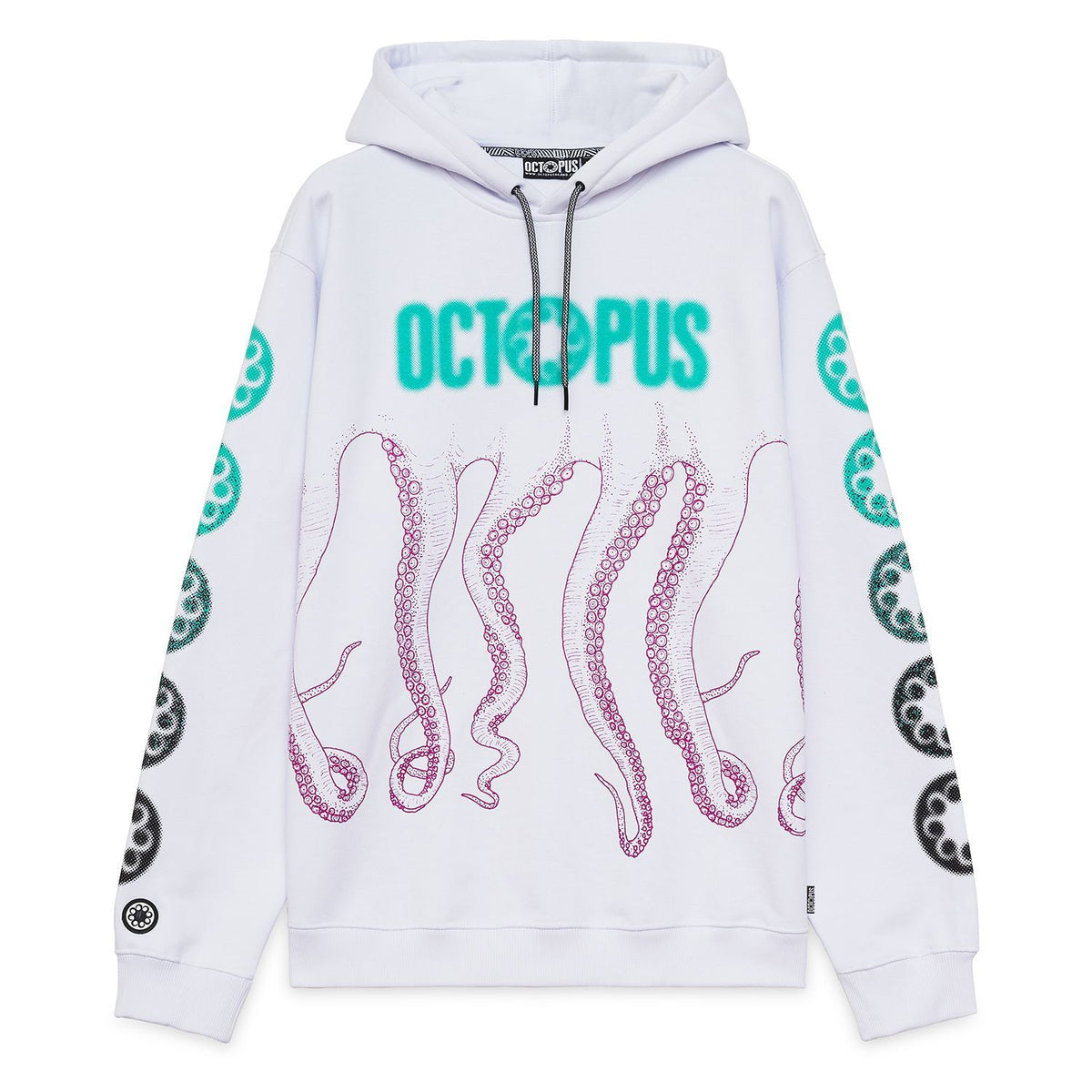 OCTOPUS BLURRED HOODIE SCREEN PRINT WHITE Felpa uomo con
