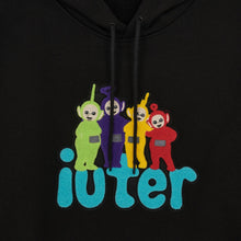 Carica l'immagine nel visualizzatore di Gallery, IUTER TELETUBBIES PATCH HOODIE Felpa Cappuccio Screen Printed BLACK - COLLAB LIMITED EDITION