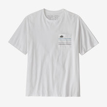 Carica l'immagine nel visualizzatore di Gallery, Patagonia Men's Line Logo Ridge Stripe Organic Pocket T-Shirt White