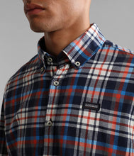 Carica l'immagine nel visualizzatore di Gallery, Napapijri Camicia Manica Lunga da Uomo pesante G-Trekking check Blue White Orange