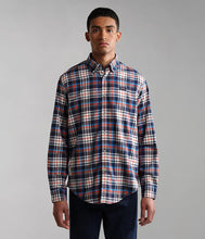 Carica l'immagine nel visualizzatore di Gallery, Napapijri Camicia Manica Lunga da Uomo pesante G-Trekking check Blue White Orange