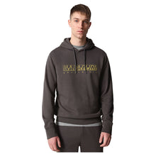Carica l'immagine nel visualizzatore di Gallery, Napapijri Ballar H felpa uomo con cappuccio Grigio Dark Grey Solid stampa logo gialla