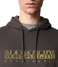 Carica l'immagine nel visualizzatore di Gallery, Napapijri Ballar H felpa uomo con cappuccio Grigio Dark Grey Solid stampa logo gialla
