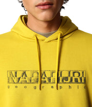 Carica l'immagine nel visualizzatore di Gallery, Napapijri Ballar H felpa uomo con cappuccio Giallo Yellow Moss stampa grigia