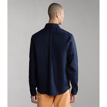 Carica l'immagine nel visualizzatore di Gallery, Napapijri Camicia in Lino uomo A Maniche Lunghe G-Creton Blu Marine