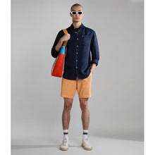 Carica l'immagine nel visualizzatore di Gallery, Napapijri Camicia in Lino uomo A Maniche Lunghe G-Creton Blu Marine
