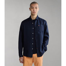 Carica l'immagine nel visualizzatore di Gallery, Napapijri Camicia in Lino uomo A Maniche Lunghe G-Creton Blu Marine