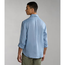 Carica l'immagine nel visualizzatore di Gallery, Napapijri Camicia in Lino uomo A Maniche Lunghe G-Creton Blue Faded