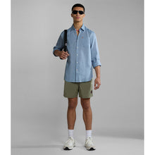 Carica l'immagine nel visualizzatore di Gallery, Napapijri Camicia in Lino uomo A Maniche Lunghe G-Creton Blue Faded