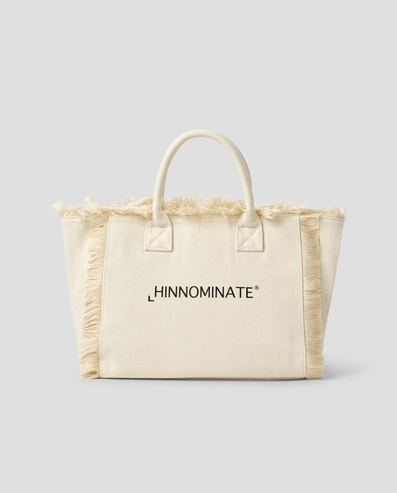 Hinnominate Borsa In Canvas Grande Con Stampa Bianco