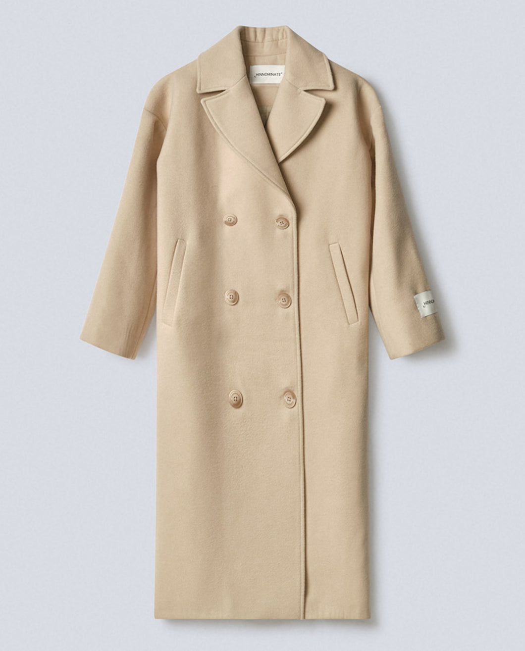 Cappotto Doppiopetto In Panno Con Etichetta Nero HMABW01220