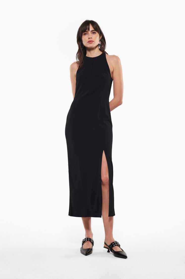 Imperial Abito midi girocollo con spacco cod. AERNHAW