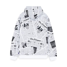Carica l&#39;immagine nel visualizzatore di Gallery, Octopus Newspaper Hoodie Sweatshirts Felpa Cappuccio Unisex White e Black
