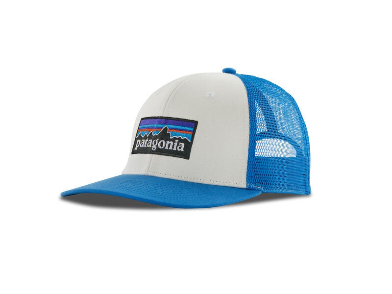 PATAGONIA Berretto Patagonia P-6 Logo Trucker Hat Cap White w/ Vessel Blue