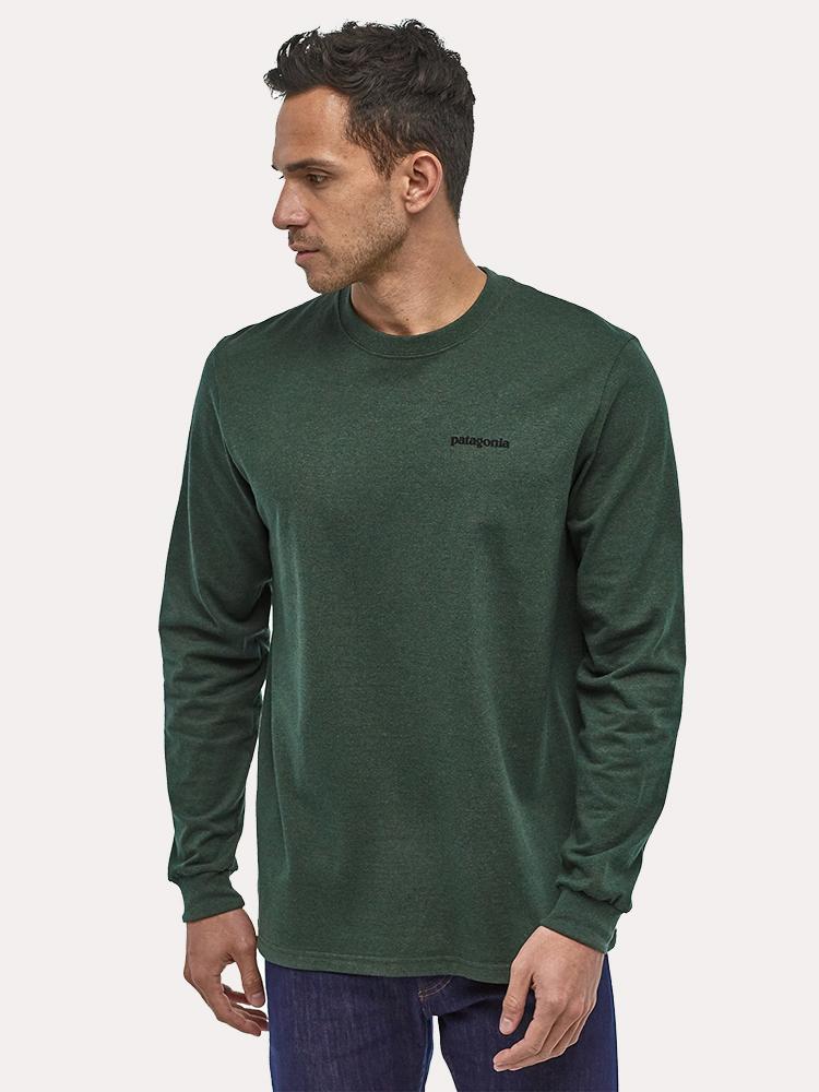 Patagonia Men's Long-Sleeved P-6 Logo Responsibilit-Tee T-shirt manica lunga in cotone Green