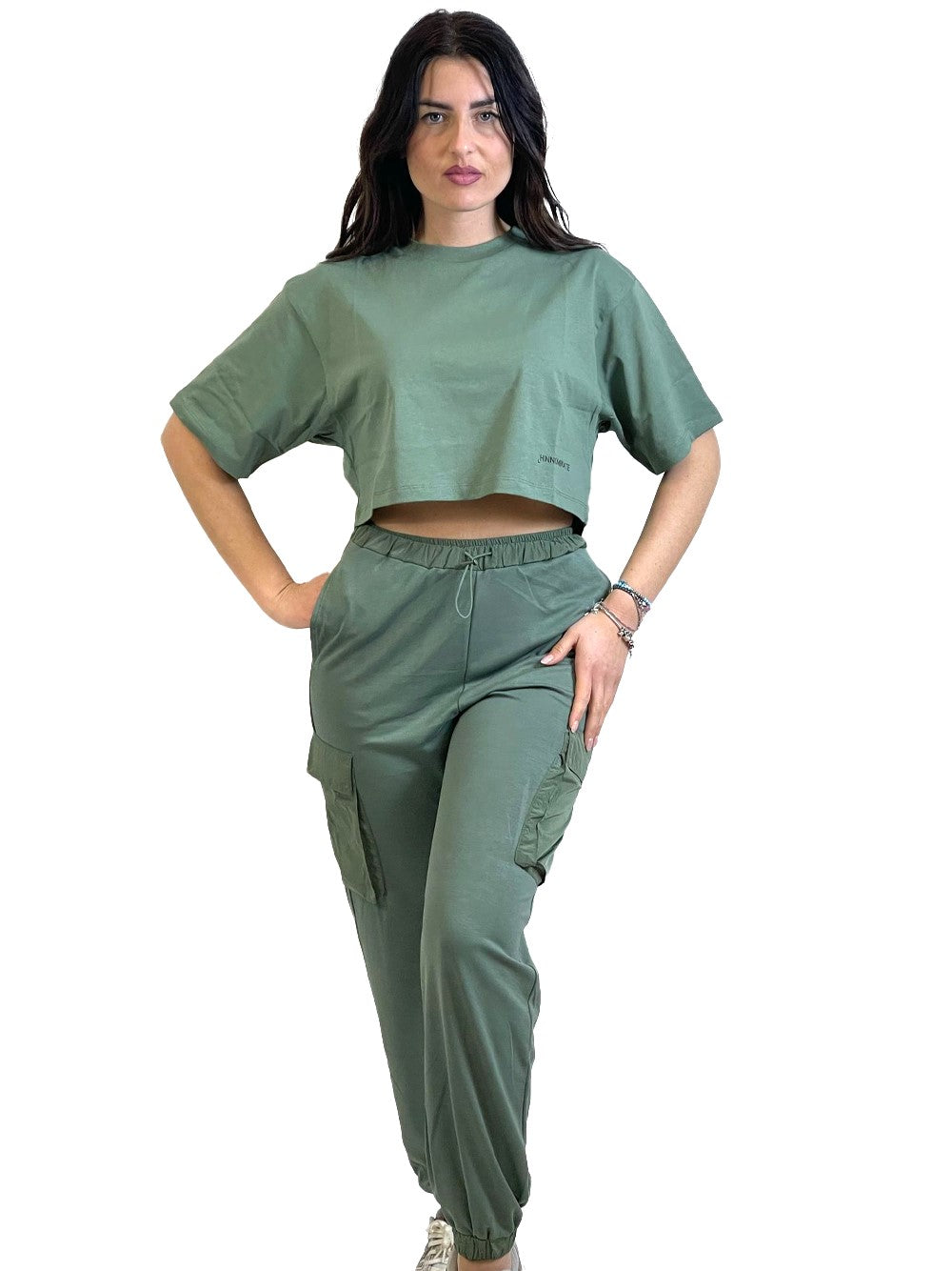 HINNOMINATE Pantalone Cargo Iin Modal col. Muschio cod. HMABW01451