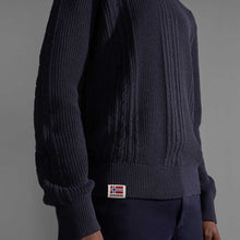 Carica l&#39;immagine nel visualizzatore di Gallery, Napapijri Sweater Maglia maglione Girocollo treccia D-Trondheim Blu Marine
