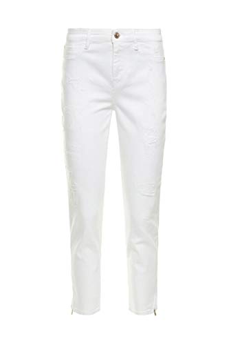 GUESS JEANS - Jude Jeans Donna a Vita Alta Strappi e Zip in Fondo White Bianco