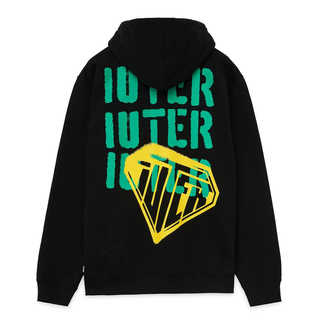 IUTER STENCIL ZIP HOODIE Zip Hoodie - Screen Print Felpa uomo con zip BLACK Nero