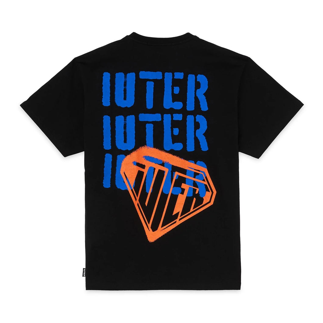IUTER STENCIL TEE T-Shirt - Screen Print BLACK Nero