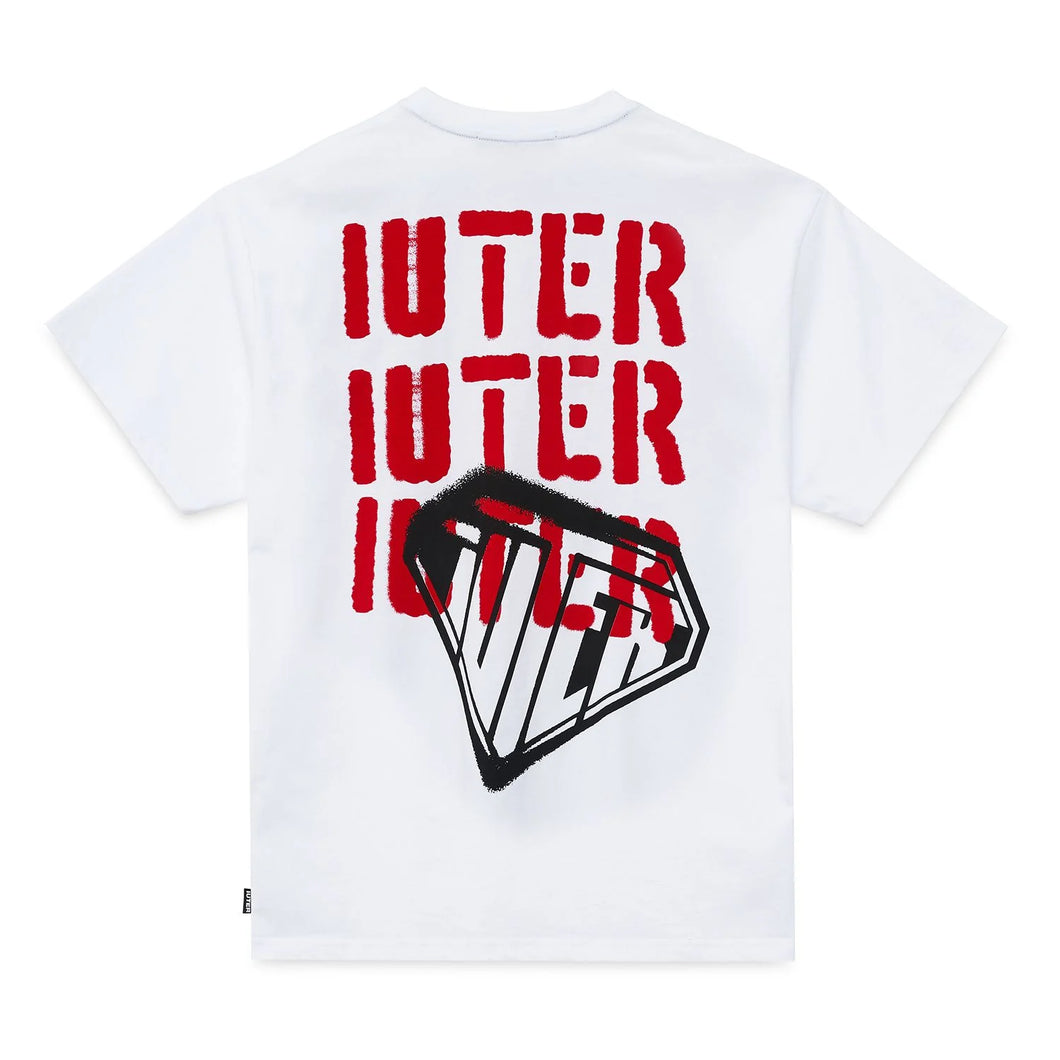 IUTER STENCIL TEE T-Shirt - Screen Print WHITE Bianco
