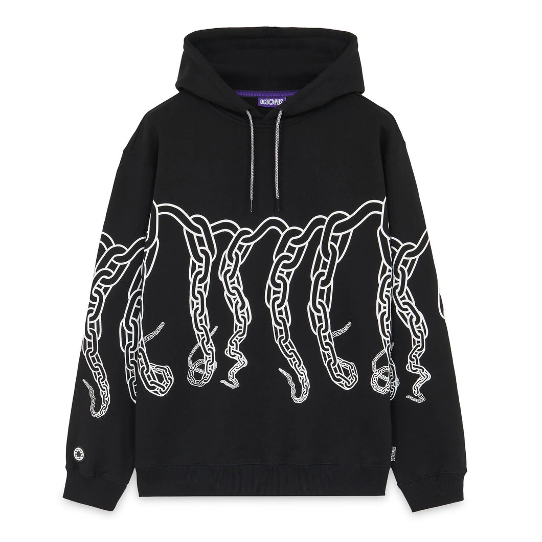 Octopus Chain Hoodie Felpa uomo con cappuccio nera