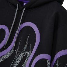 Carica l'immagine nel visualizzatore di Gallery, Octopus Stained Hoodie Felpa con cappuccio nera
