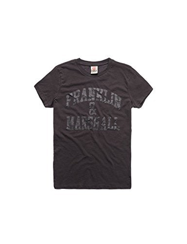 Franklin & Marshall T-SHIRT CLASSIC FIT COLORE BLACK SHADOW logo stampato glitter