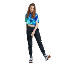 Carica l&#39;immagine nel visualizzatore di Gallery, DOLLY NOIRE BLUE LIQUID CROP TOP taglia S
