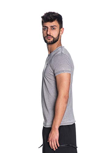 Fifty Four Gazer t-Shirt Uomo Collo Giro Grigio Effetto Vintage