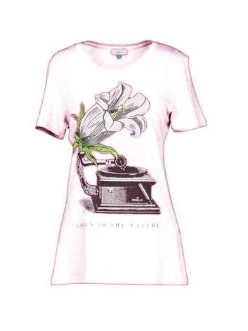 Rebello Milli T-Shirt da Donna in Fibra di eucalipto con Collo a Barchetta e Stampa Genzianella