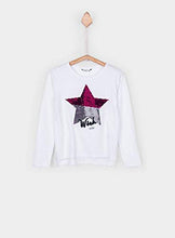 Carica l&#39;immagine nel visualizzatore di Gallery, Tiffosi Kaylee 10023510 Maglia T-Shirt Bambina Leggera Manica Lunga in Cotone Bianca con Stella Paillettes
