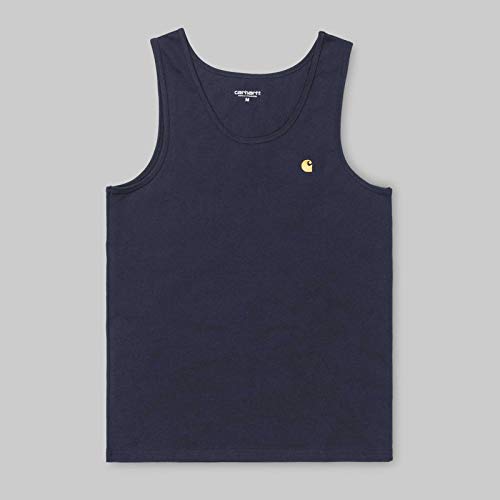 CARHARTT WIP - Chase A-Shirt - Dark Navy/Gold Canotta Uomo in Cotone Blu