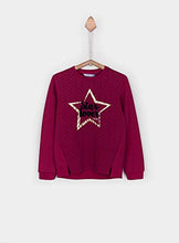 Carica l&#39;immagine nel visualizzatore di Gallery, Tiffosi Laurin 10023515 Felpa Maglia Girocollo da Bambina Stampa a Paillettes Star Lover Bordeaux
