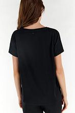 Carica l&#39;immagine nel visualizzatore di Gallery, FREDDY - T-Shirt Comfort Nera con Grande Ricamo Yes in Paillettes
