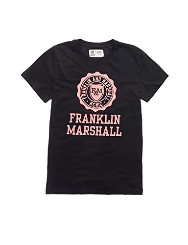 Franklin and Marshall T-Shirt Donna Logo Black Pink Nero