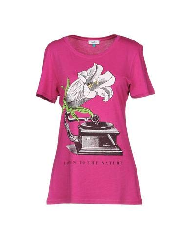 Rebello Denise T-Shirt da Donna in Bamboo e Cotone Organico Ciclamino con Stampa Genzianella