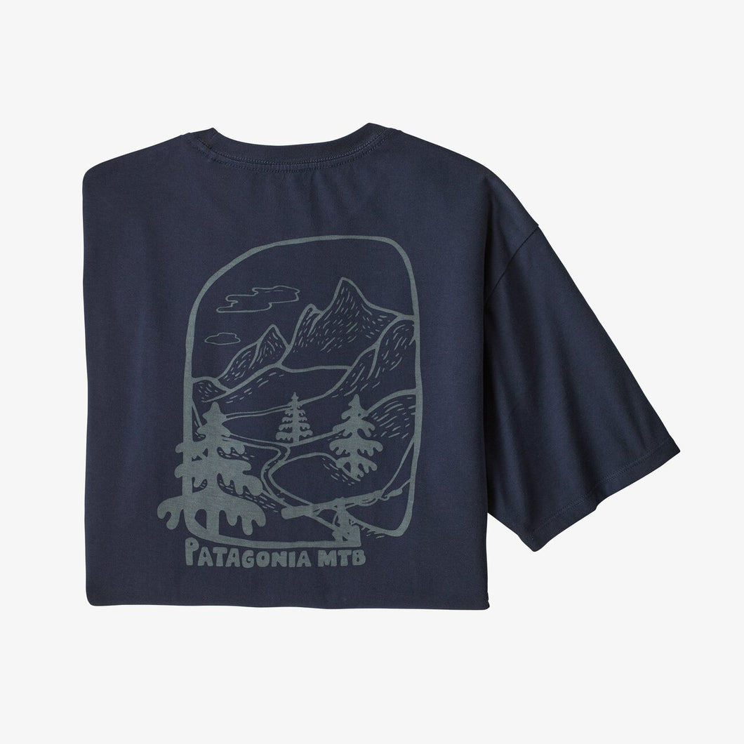 Patagonia Men's Roam the Dirt Organic Cotton T-Shirt Uomo Blu New Navy