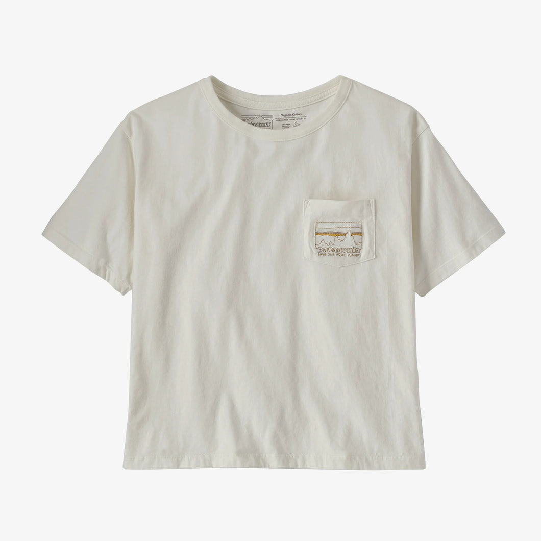Patagonia T-shirt in cotone con taschino Women's '73 Skyline Organic Easy Cut Pocket Tee White