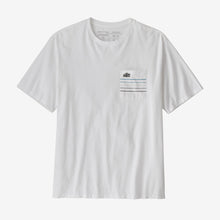 Carica l&#39;immagine nel visualizzatore di Gallery, Patagonia Men&#39;s Line Logo Ridge Stripe Organic Pocket T-Shirt White
