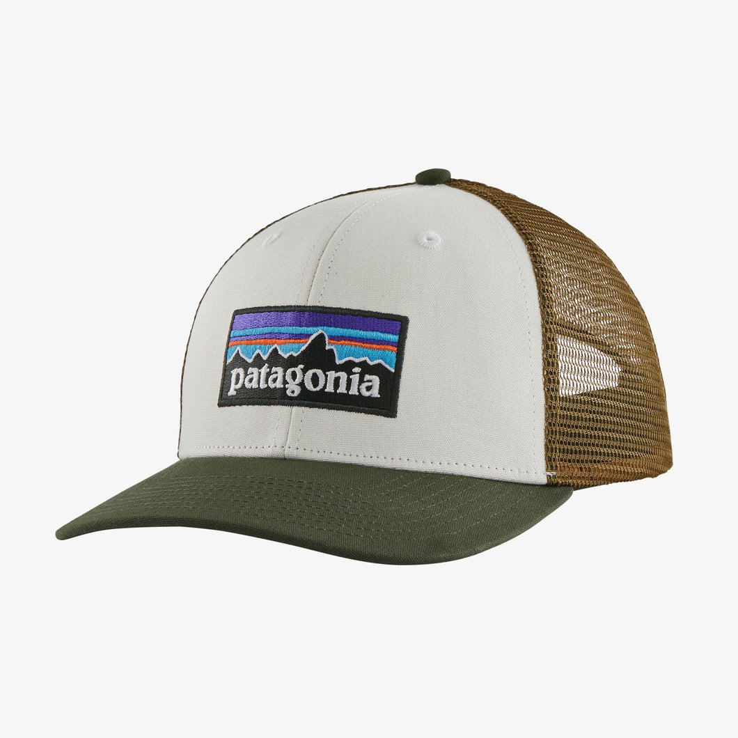 Patagonia P-6 Logo LoPro Trucker Hat Cappello cappellino White w / Kelp Forest