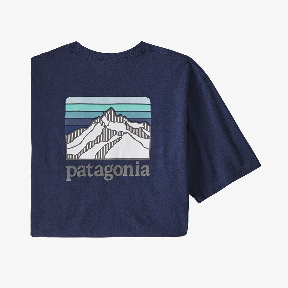 Patagonia Men's Line Logo Ridge Pocket Responsibili-Tee T-shirt Uomo con taschino e logo Blu Navy