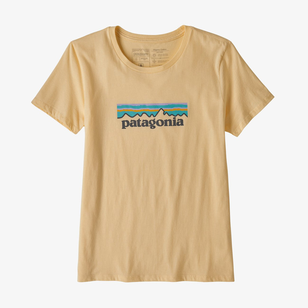 Patagonia Women's Pastel P-6 Logo Organic Cotton Crew T-Shirt Donna Vela Peach